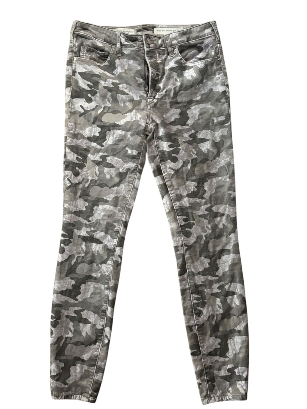 Pilcro and the Letterpress High-Rise Skinny Jeans | Gray Camo | Size 28